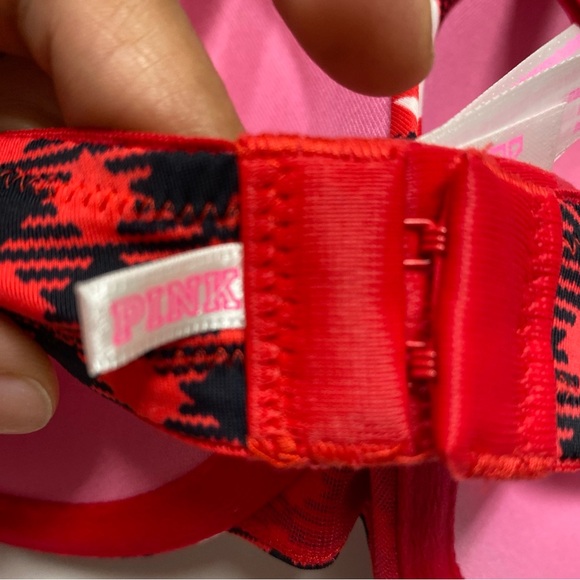 Victoria's Secret PINK Bra 34D Wear Everywhere Push-Up Plaid with Logo - Picture 14 of 16